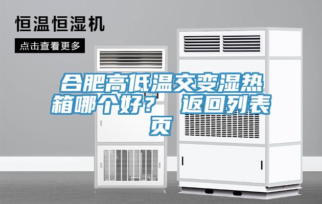 合肥高低溫交變濕熱箱哪個好？ 返回列表頁