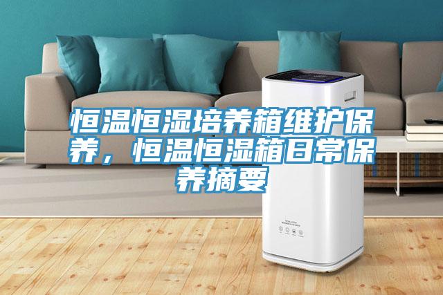 恒溫恒濕培養箱維護保養，恒溫恒濕箱日常保養摘要